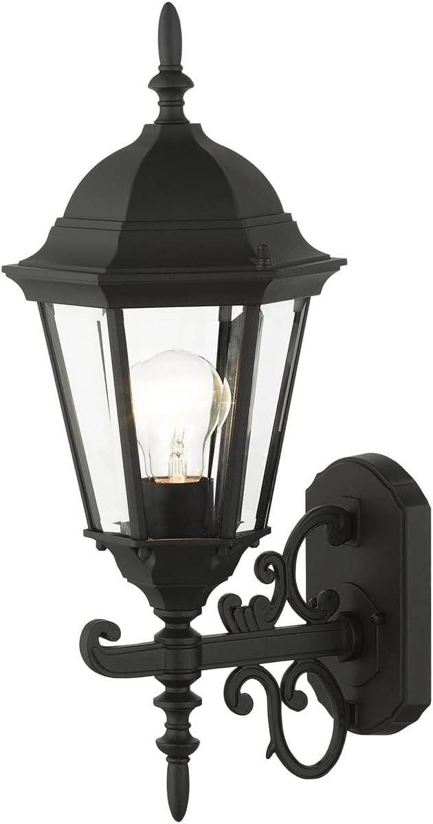 Livex Lighting 7556-14 Outdoor Wall Lantern with Clear Beveled Glass Shades, 20" x 8" x 20", Black