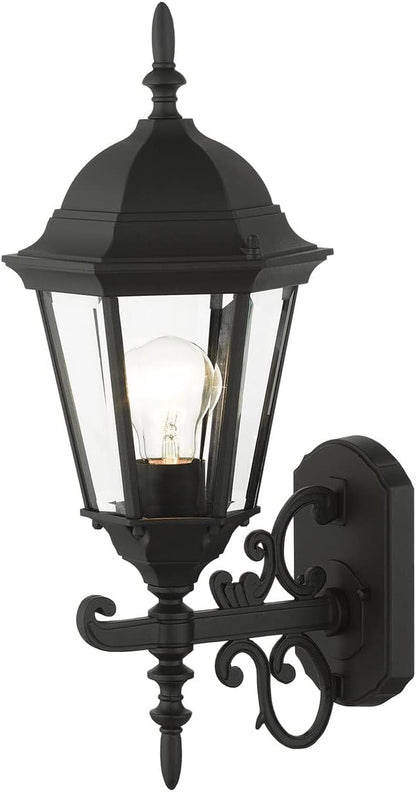 Livex Lighting 7556-14 Outdoor Wall Lantern with Clear Beveled Glass Shades, 20" x 8" x 20", Black
