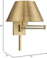 Livex Lighting 40030-01 25" One Light Swing Arm Wall Mount, Antique Brass Finish with Satin Brass Metal Shade | Lumora