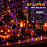 Dazzle Bright Halloween Fairy String Lights, 20FT 60 LED Copper Wire Battery Operated Waterproof Lights, Halloween Decorations for Indoor Home Outdoor Patio Yard Party Decor (Purple and Orange)