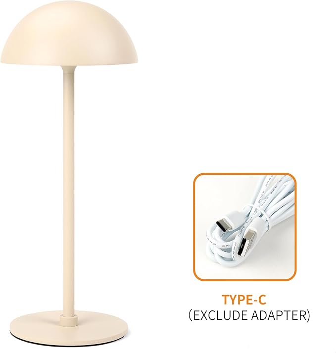 Portable Outdoor Table Lamp,Rechargeable Cordless LED Desk Light with 2200mAh Battery Operated,Shower Table Lamps,Waterproof Indoor/Outdoor Wireless,Dining Cafe Bathroom Restaurant Home