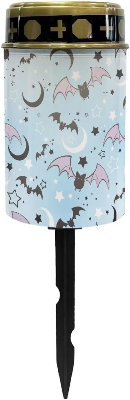 Generic Bats Moon Print Solar Light Outdoor Solar Powered Landscape Light Halloween Decorative Solar Pathway Lights for Yard Lawn Landscape Patio Walkway