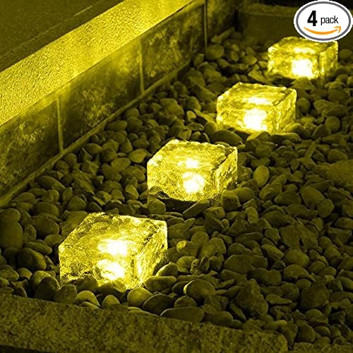 Solar Outdoor Ice Cube Lights for Garden Decoration, 2.8 ”x 2.8” Frosted Acrylic Brick Waterproof Solar Landscape | Lumora