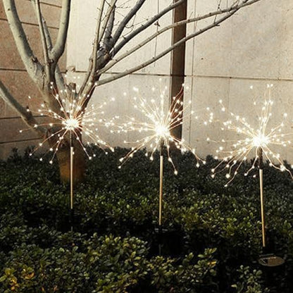 Solar Garden Lights IP65 Waterproof – 8 Lighting Modes, Decorative Firework Solar Lights for Yard, Patio, Wedding & Party (White Light)
