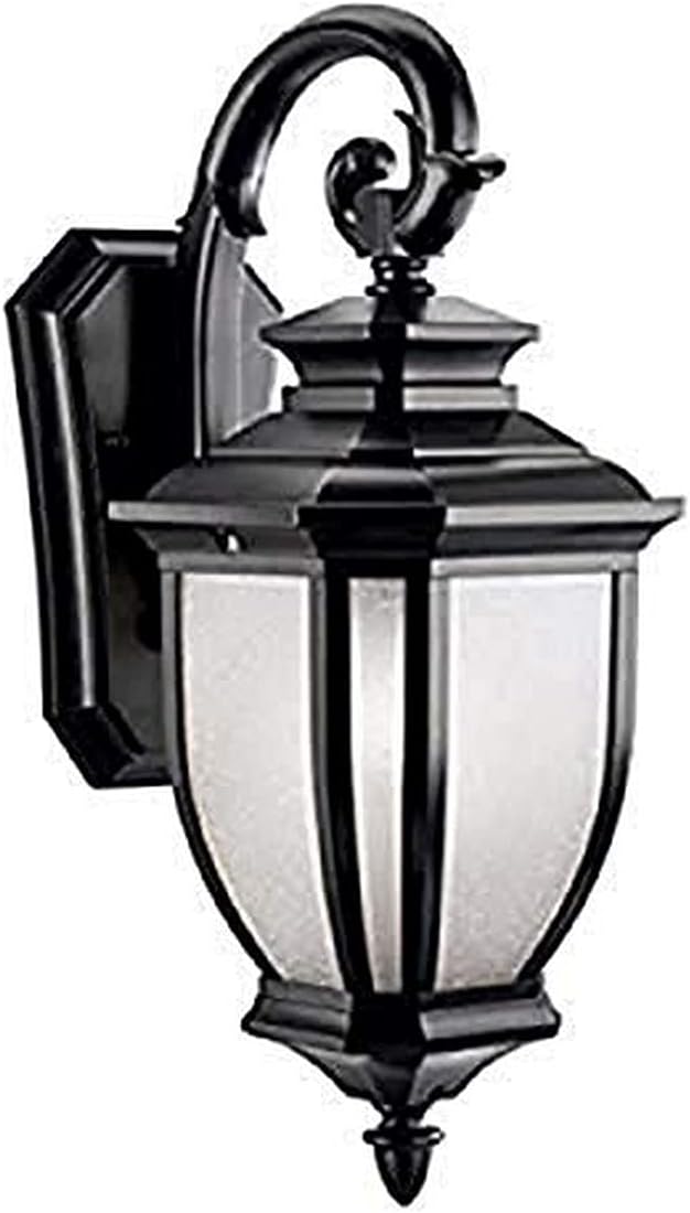 Kichler Salisbury 19.5" 1 Light Outdoor Wall Light with White Linen Glass in Black | Lumora