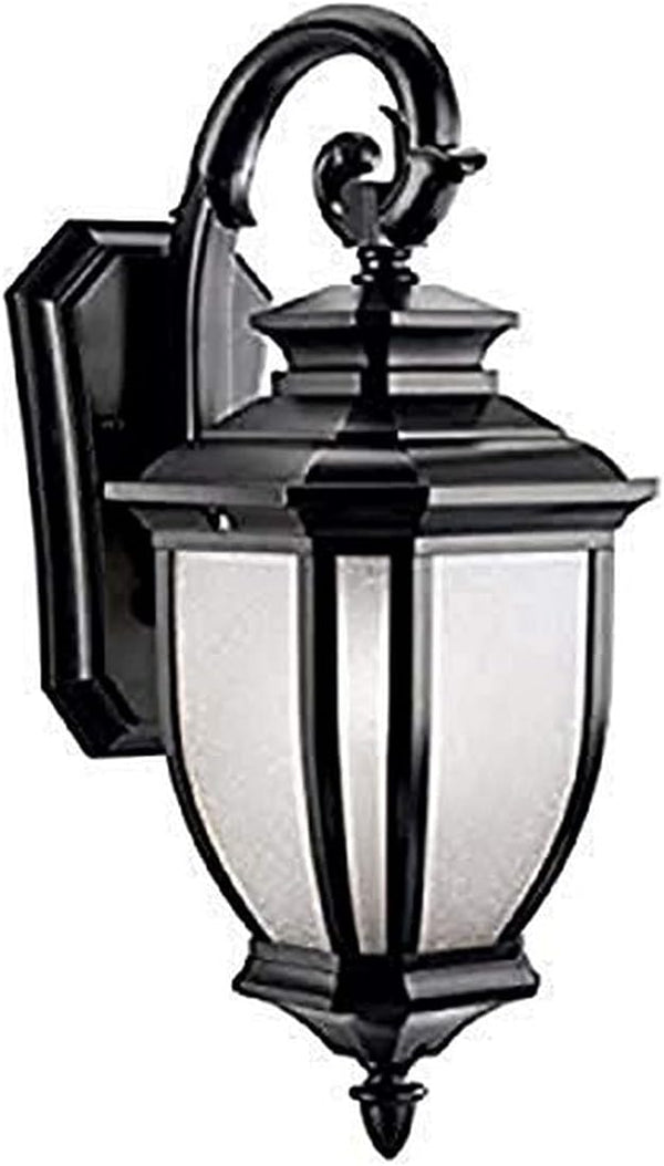 Kichler Salisbury 19.5" 1 Light Outdoor Wall Light with White Linen Glass in Black | Lumora
