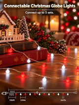 Connectable 100LED 43FT Red and White Christmas String Lights Indoor
