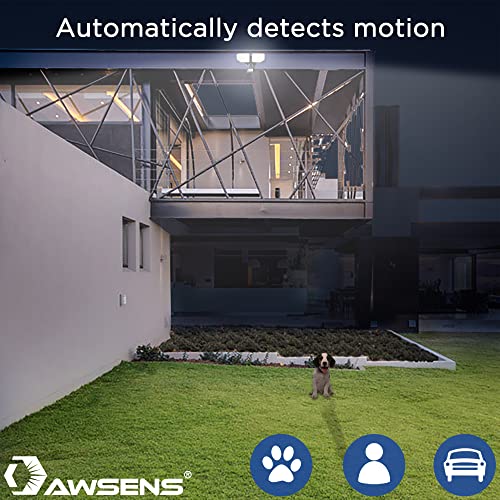30W LED Security Lights Motion Sensor Light Outdoor, 180 Degree, 2600 LM, 5100 K, ETL Water Resistant, 2 Head Motion Detector Flood Light for Garage, Yard, Porch (Black)