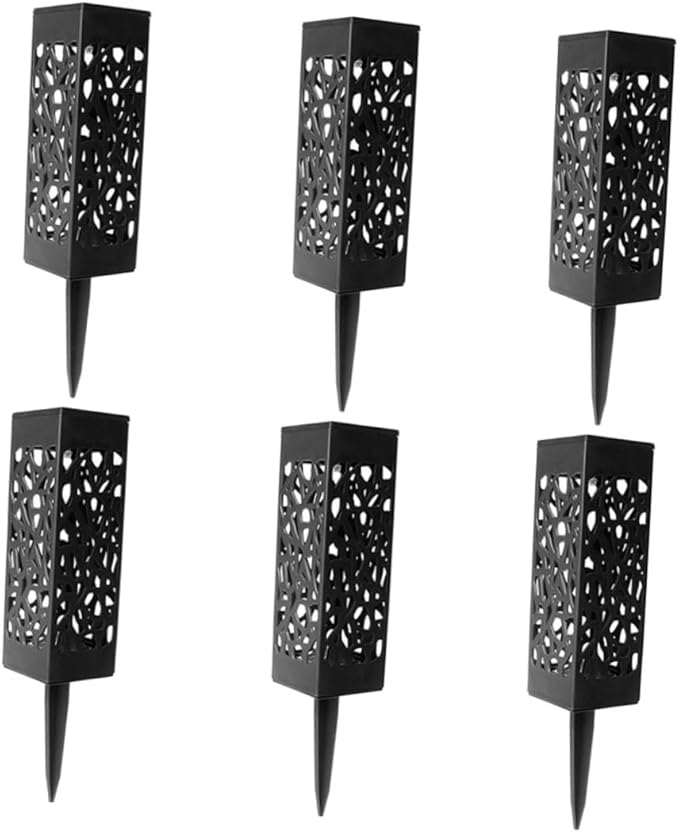 Lurrose 8pcs Warm Light Solar Lawn Lights Outdoor Garden Pathway Ground Lamps Hollow Design Landscape Lighting for Yard Driveway