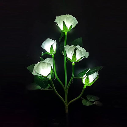 Solar Garden Stake Lights, Rose Flowers Lights LED Solar Stake Lights with 5 Roses Waterproof for Garden, Yard, Christmas Pathway, Grave Decor