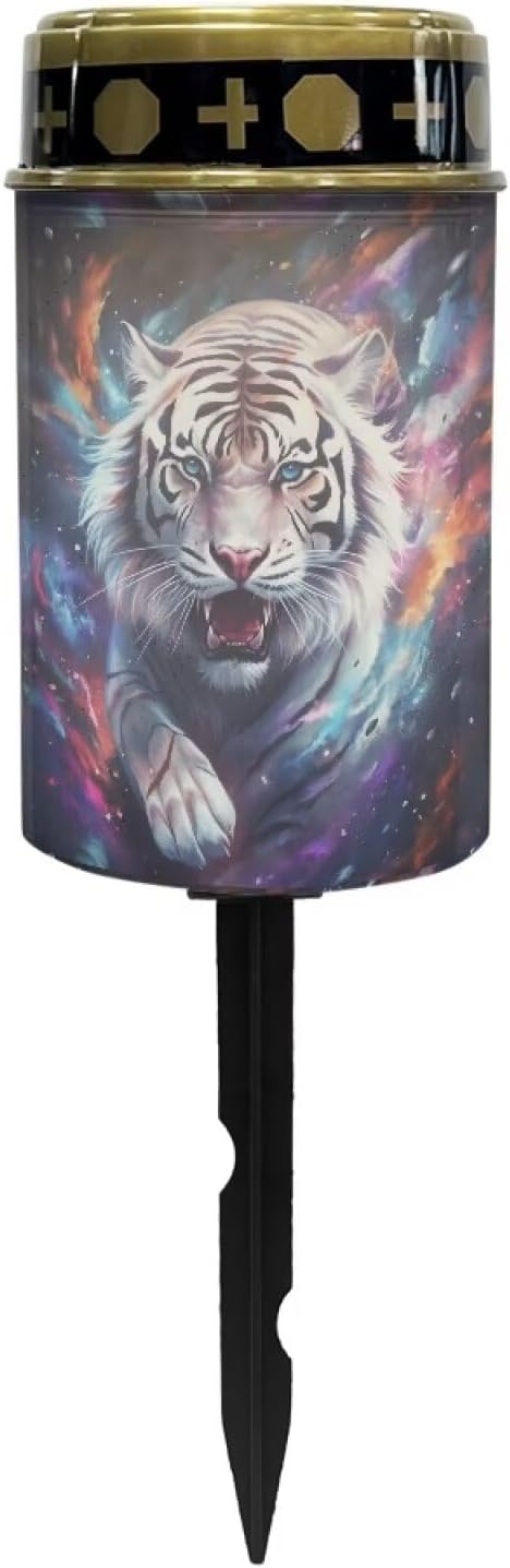 ZOUTAIRONG Solar Light for Cemetery Grave 4 Pack Solar Garden Lights 4 Pack Solar Garden Lights Outdoor Solar Pathway Lights Outdoor Cemetery Solar Lights for Grave Solar Lights Tiger Print
