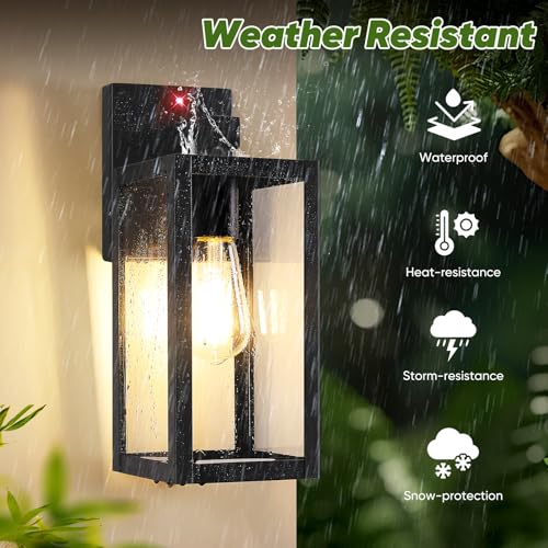 BesLowe 2-Pack 13” Upgraded Motion Sensor Outdoor Wall Lights, Black
