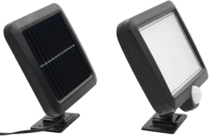 Solar Lamp Outdoor, Black ABS, Rectangular, Motion Sensor, Water Resistant, Energy Efficient LED Light for Garden, Patio, Pathway, Balcony Lighting, 3.7V, Matte Finish