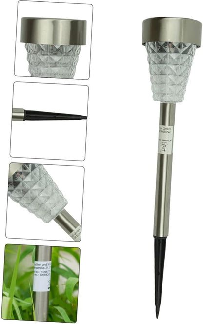 BESPORTBLE Solar Garden Path Light Outdoor Waterproof Stainless Steel Diamond Shape Lawn Inserting Ground Lamp LED Solar Patio Lighting