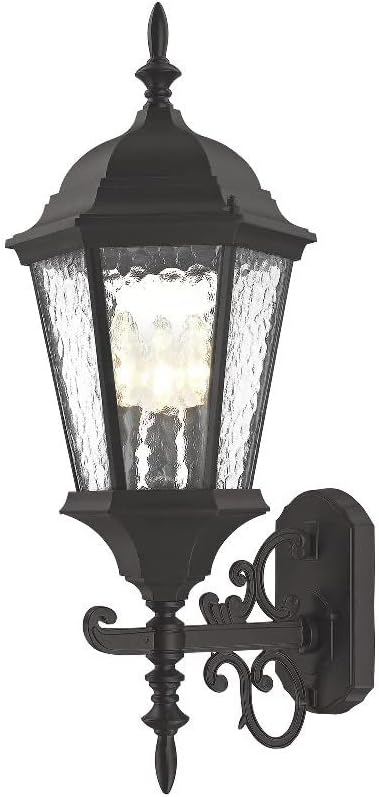 Livex Lighting 7561-14 Outdoor Wall Lantern with Clear Beveled Glass Shades, 23.5" x 9.5", Black | Lumora