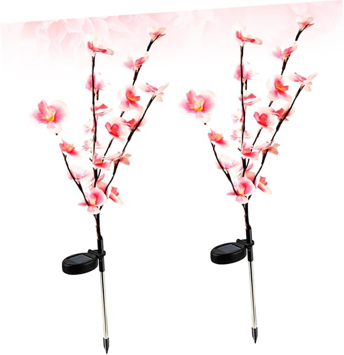 Mipcase 2pcs Solar Flower Light Stakes Shape Outdoor Ground Plug Lights for Garden Lawn Walkway and Landscape Lighting Energy Saving Solar Powered Design