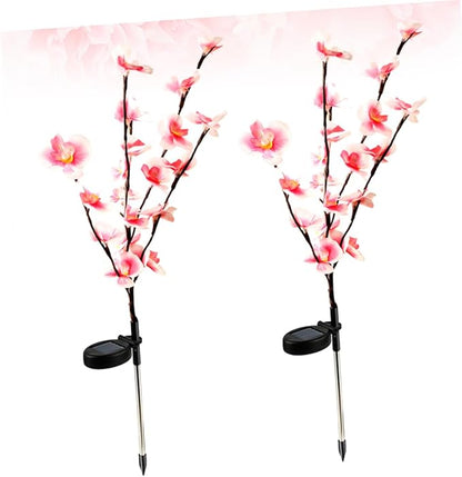 Mipcase 2pcs Solar Flower Light Stakes Shape Outdoor Ground Plug Lights for Garden Lawn Walkway and Landscape Lighting Energy Saving Solar Powered Design