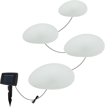 SUNNYPARK Solar Garden Lights Outdoor Set of 4 Plastic Pebble Shape Decorative Rock Lights Waterproof - Cool White