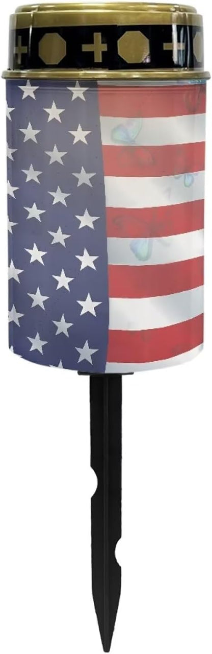 American Flag Decorations Solar Lights,Stake Lights, Outdoor Waterproof Memorial Day Decorations Patriotic Lights for Garden Yard Pathway Grave
