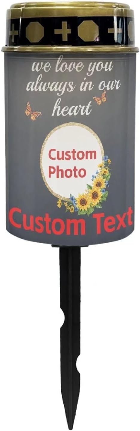 Customized Solar Cemetery Light Holder, Grave Decorations for Cemetery, Solar Lights for Cemetery, Grave Markers for Cemetery Grave Outdoor