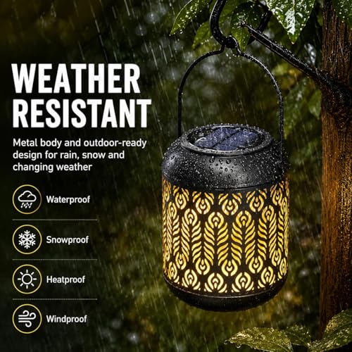 LeiDrail Peacock Feather Solar Lanterns, Outdoor Hanging Lights, 4 Pack