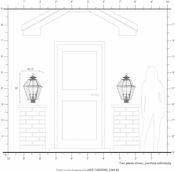 Livex Lighting 2384-61 Westover Charcoal 3 Light Outdoor Post Lantern, 22.00x12.00x12.00 | Lumora