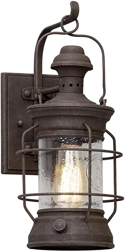 Troy Lighting B5051 Atkins - One Light Outdoor Small Wall Lantren, Cenntinial Rust Finish with Clear Textured | Lumora