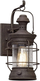 Troy Lighting B5051 Atkins - One Light Outdoor Small Wall Lantren, Cenntinial Rust Finish with Clear Textured | Lumora