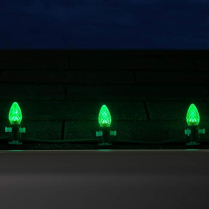 Wintergreen Lighting Set of 50 C7 OptiCore Green Outdoor Christmas Lights - Commercial Grade LEDs for Outside, St. | Lumora