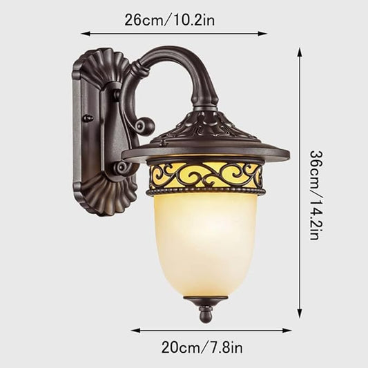 E26 Outdoor Waterproof Wall Sconce,European Style House Porch Lighting Mount Light,Sand Black Villa Exterior Courtyard Lantern with Frosting s Shade AlumiExpression artistique m Housing Lights