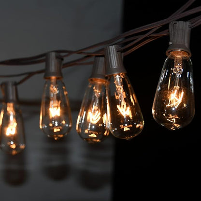 GOOTHY 20Ft Outdoor String Lights with 22 Edison Bulbs(2 Spare), 7W E17 Intremediate Base ST40 Vintage Outdoor Patio Lights Waterproof UL Listed for Bistro Garden Backyard Party Wedding Decor-Black