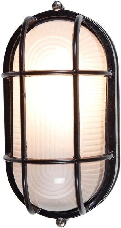 Nauticus - Wet Location Bulkhead - Black Finish - Frosted Glass Shade