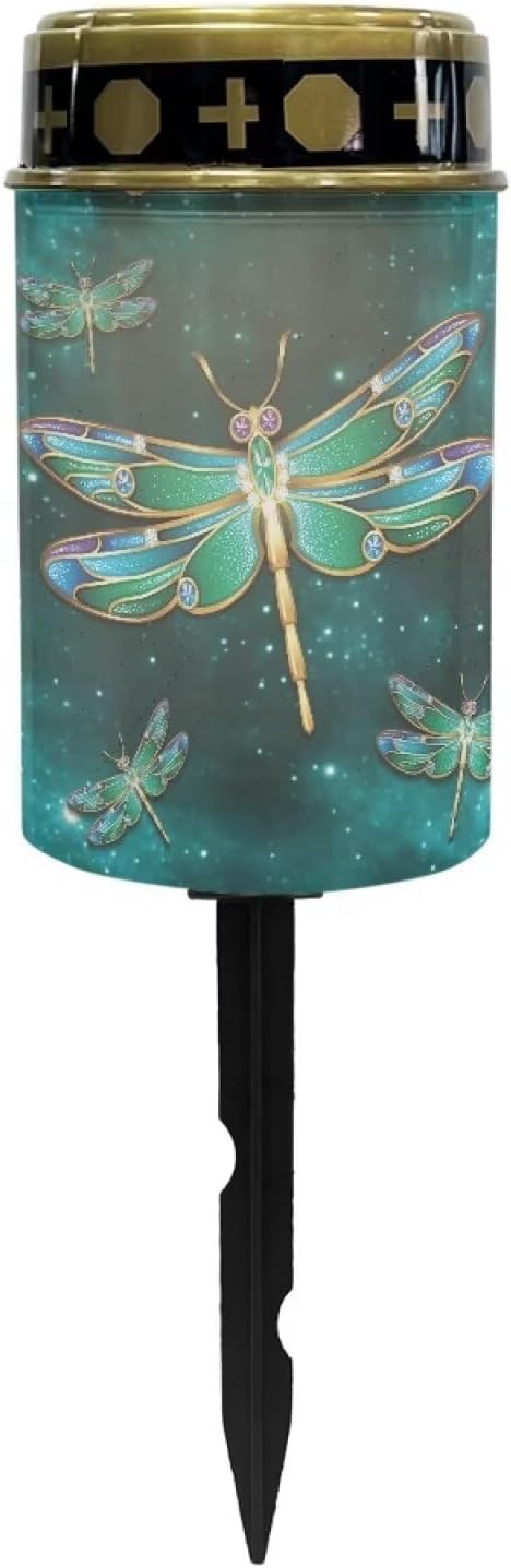 Green Dragonfly Solar Pathway Lights Outdoor, LED Solar Lights for Outside Waterproof Landscape Path Garden Decorative Lights Solar Powered Lighting for Yard Patio Walkway Driveway Decor