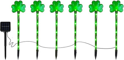 Valentines Solar Lights Outdoor - St Patty's Day Decorations, St. Patrick’s Day Yard Art | St. Patrick’s Day Lawn Solar Pathway Lights, Lawn Lucky St.Patrick’s Day Solar Lights for Lawn Garden Yard