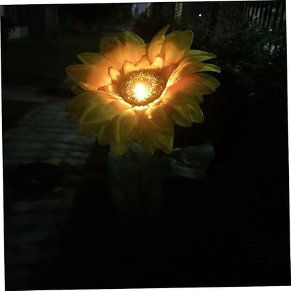 2pcs Led Solar Garden Lights Sunflower Outdoor Lights for Patio Pathway Driveway Solar Pathway Landscape Lamp Warm White