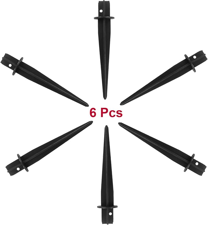 Biaungdo 6 Pack Metal Stakes, 5.3 Inch Solar Light Replacement Stakes, Black Outdoor Ground Stake for Yard Landscape Garden Pathway Patio Lamps Pole