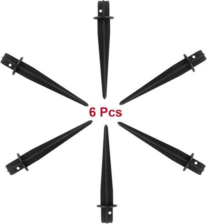 Biaungdo 6 Pack Metal Stakes, 5.3 Inch Solar Light Replacement Stakes, Black Outdoor Ground Stake for Yard Landscape Garden Pathway Patio Lamps Pole