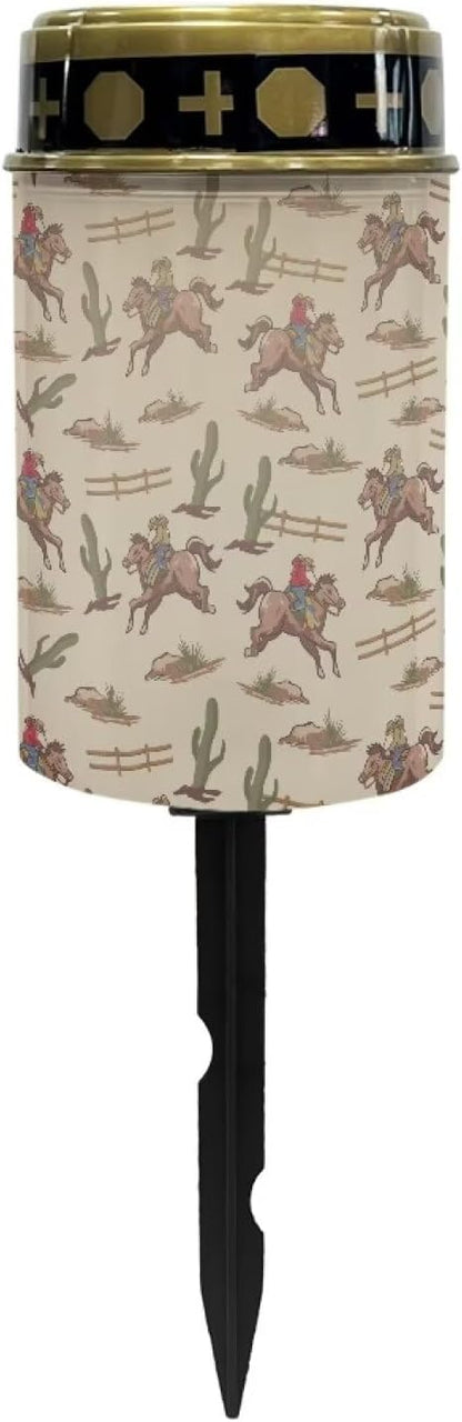 ZOUTAIRONG Western Cowboys Solar Light for Cemetery Grave Solar Garden Lights Solar Powered Outdoor Lights Powered Solar Pathway Lights Outdoor Cemetery Solar Lights for Grave Solar Lights