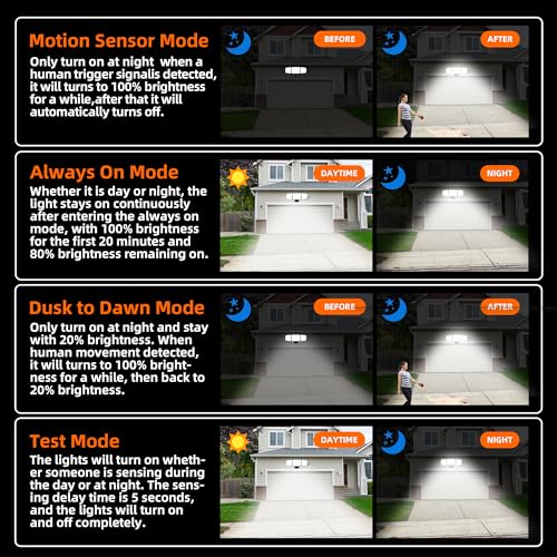 120W LED Flood Lights Outdoor with Motion Sensor, 12000LM 4500K Daylight, IP66 Waterproof Dusk to Dawn Outdoor Security Lights for Garage, Yard, Outside