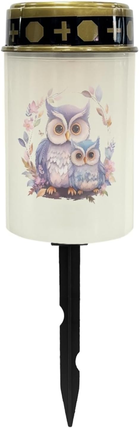 Purple Owl Solar Stake Lights Waterproof Outdoor Garden Lights Flameless Lights Solar-Powered Fairy Lights for Outside,Solar Pathway Lights for Yard Patio Driveway Walkway Lights