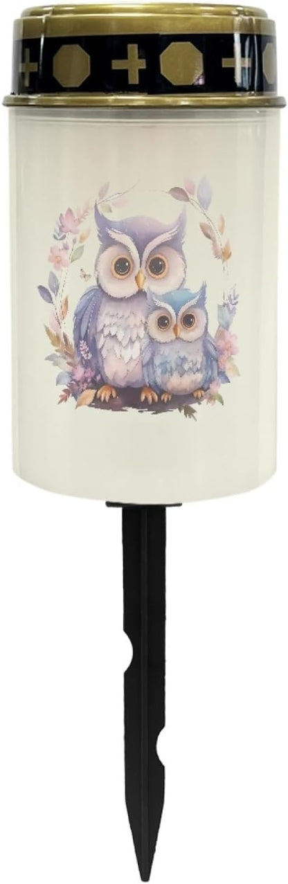 Purple Owl Solar Stake Lights Waterproof Outdoor Garden Lights Flameless Lights Solar-Powered Fairy Lights for Outside,Solar Pathway Lights for Yard Patio Driveway Walkway Lights