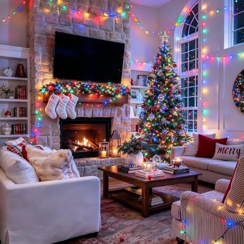 JMEXSUSS 200 LED Multicolor Christmas Lights, 66ft String Lights Plug in