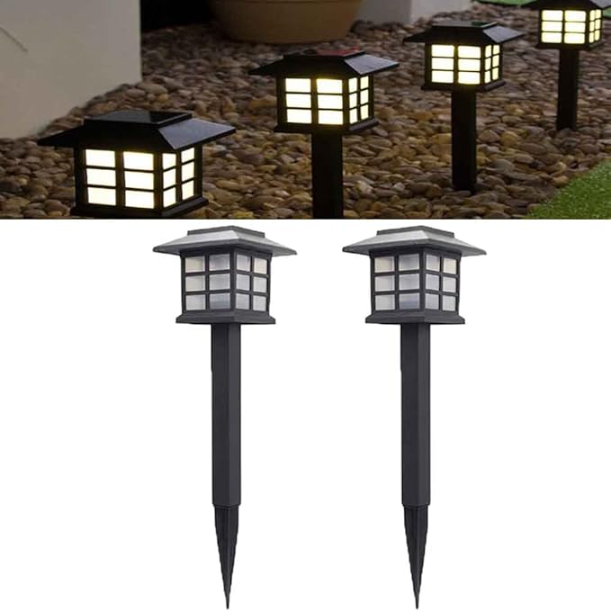 Waterproof Led Solar Lawn Lights Outdoor- Solar Garden Lights - Solar Pathway Lights- Landscape Lights Path Lights for Patio/Lawn/Yard/Landscape Gift Warm-2 Pack