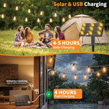 Hotsonic Solar Outdoor String Lights Waterproof, 50FT Remote Control LED Outside Lights with Shatterproof Bulbs, Dimmable Hanging Lights for Patio Porch Garden pergola Yard House Bistro Party decors