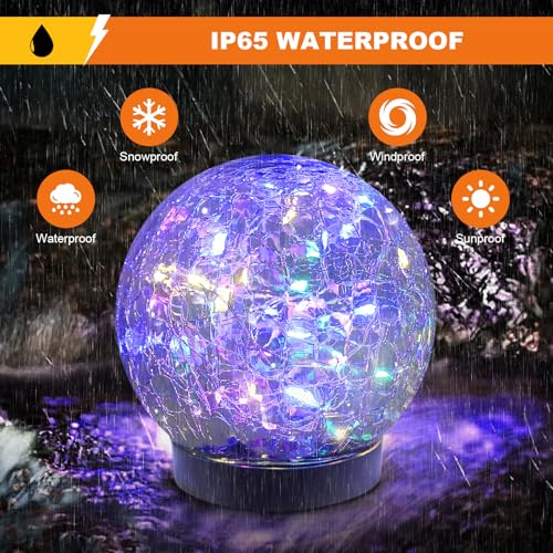 MLKNK Solar Globe Lights Outdoor Waterproof-Solar Balls-Solar Garden Lights-Orbs for Outside 4 Pack Cracked Glass Ball for Lawn Patio Yard Backyard Decorations