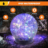 MLKNK Solar Globe Lights Outdoor Waterproof-Solar Balls-Solar Garden Lights-Orbs for Outside 4 Pack Cracked Glass Ball for Lawn Patio Yard Backyard Decorations