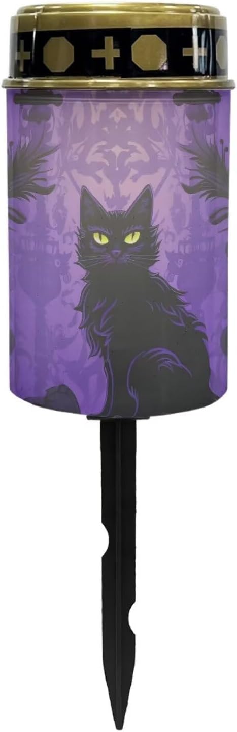 ZOUTAIRONG Solar Pathway Lights Solar Outdoor Lights, Solar Light for Cemetery Grave, Waterproof Solar Powered Yard Walkway Lighting Garden Stake for Path, Landscape, Lawn, Black Cat