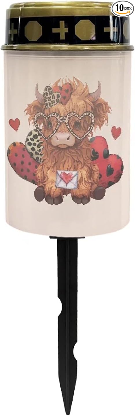 Cute Cow Outdoor Lights Solar Powered Waterproof Solar Lights for Yard, Landscape Garden LED Light Outdoor Valentine's Day Decoration for Garden Patio Lawn Pathway