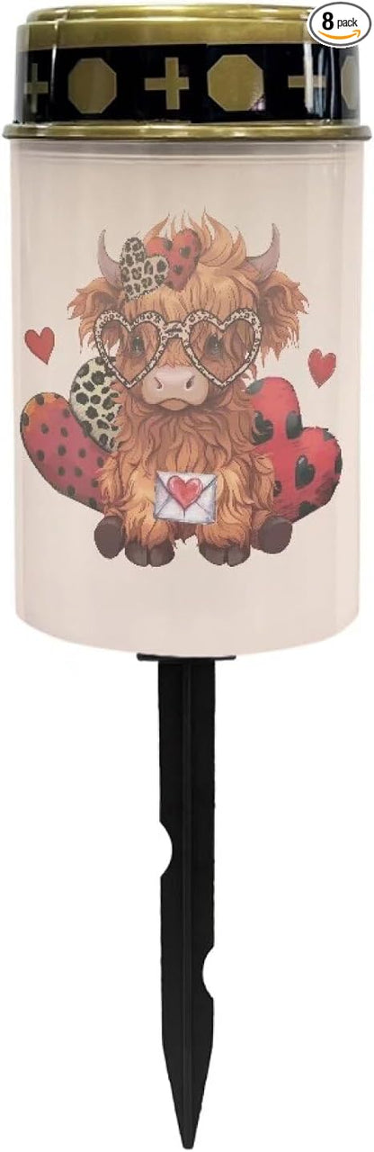 Cute Cow Outdoor Lights Solar Powered Waterproof Solar Lights for Yard, Landscape Garden LED Light Outdoor Valentine's Day Decoration for Garden Patio Lawn Pathway