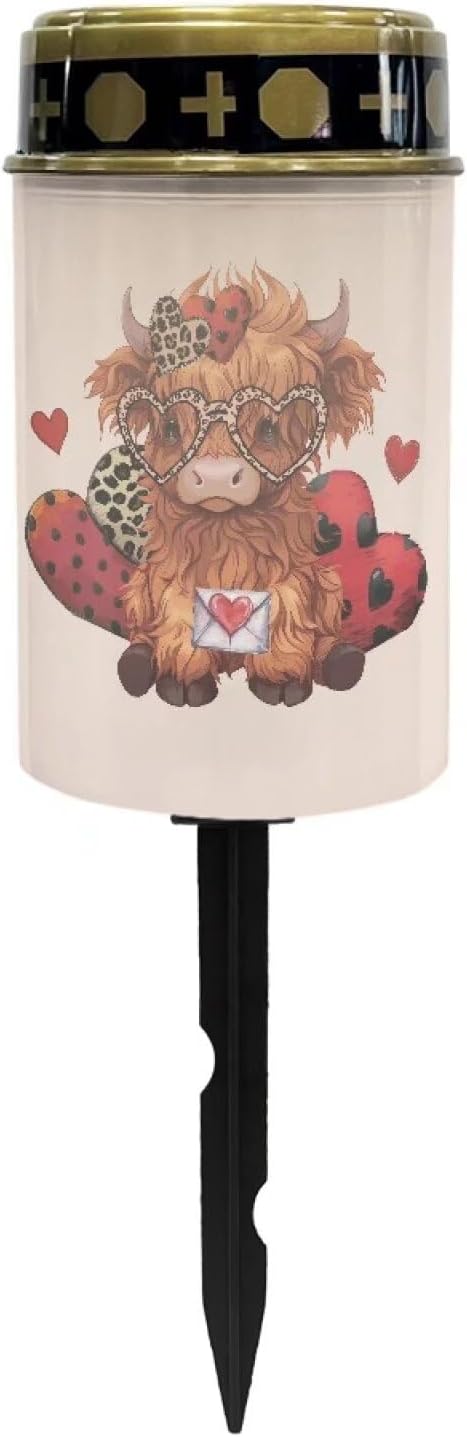 Cute Cow Outdoor Lights Solar Powered Waterproof Solar Lights for Yard, Landscape Garden LED Light Outdoor Valentine's Day Decoration for Garden Patio Lawn Pathway